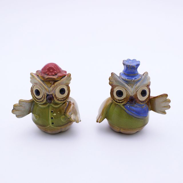(3몰) 모자쓴 커플 부엉이 장식품 개업선물(2P세트)