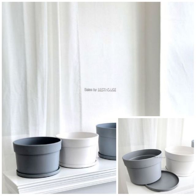 고강도 플라스틱 낮은기본형 분재화분 대 그레이 29x19cm 플라스틱화분 인테리어화분 정원용품 플라스틱화