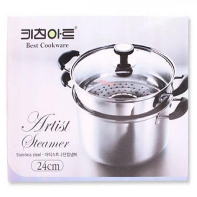 찜기 아티스트 찜냄비 냄비 스텐 찜솥 스텐찜기 24cm 2단 스텐찜 야채 대형