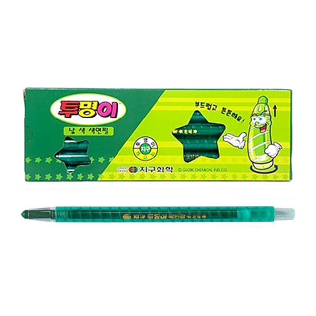 지구 투명이 낱색 색연필 채점펜 (초록 12자루)