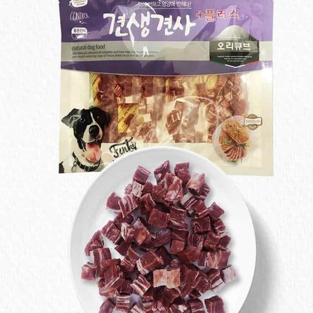 오리 큐브 강아지 간식 300g, 애견 훈련용 건조간식