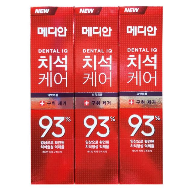 메디안 치약 치석케어 구취제거 120g 3입