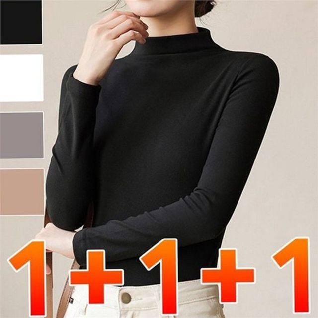 베이직 여성 반목폴라 폴라티 티셔츠 이너웨어 여성 터틀넥 긴 팔