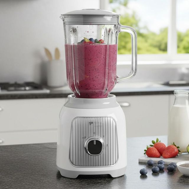 BS 키친아트JS0002 포이베 유리 믹서기 1.5L 글라스블랜더 화이트