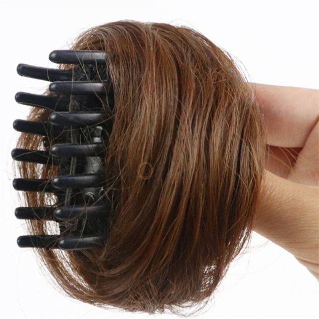 묶은생머리 집게핀 가발 라이트브라운 자연스러운가발 풍성한올림머리가발 여성올림머리가발