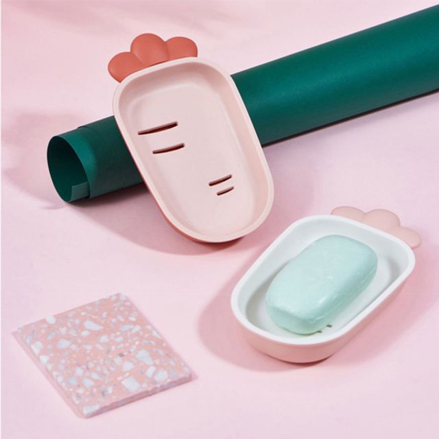 혜명몰 HND 귀여운 당근 모양 비누 받침대 비누트레이 욕실악세서리 욕실비누받침대 휴대용비누곽 휴대용비
