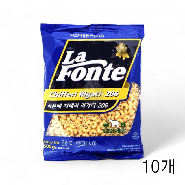 WL 라폰테 치페리 리가티-206 마카로니 500g X 10개 식당용 파스타 건면 업소용