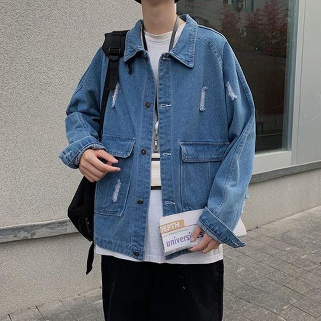 워싱 청 남자 오버핏 남성 청자켓 이너 데님 루즈핏