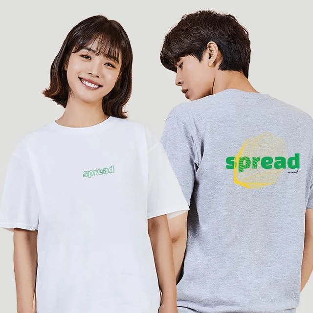 키밍 전파 음파 SPREAD 그래픽 캐주얼 반팔티 - 동감각 사운드 디자인