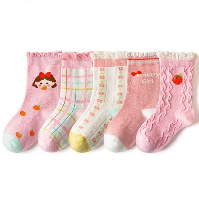 가을용 아동 면 중목 양말 오렌지 컬러 어린이집 유아용