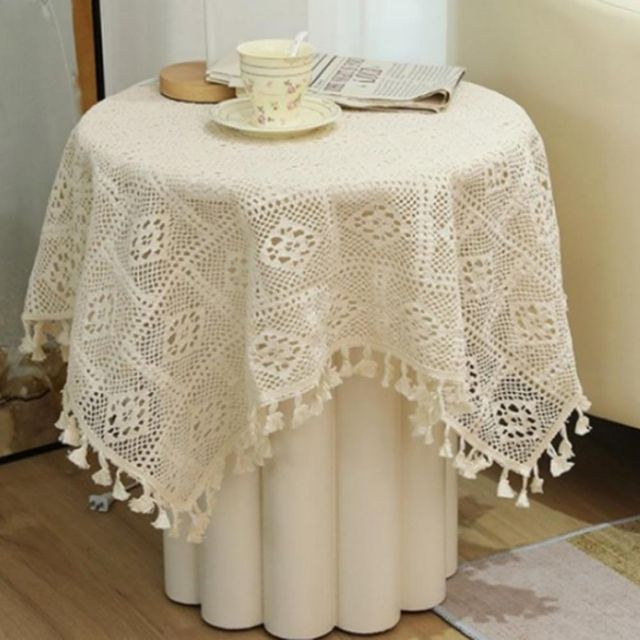 레이스식탁보 베이지 테이블보 빈티지 130x180cm