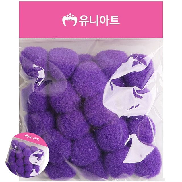 퐁퐁이 머리띠재료 퐁퐁 25mm 보라
