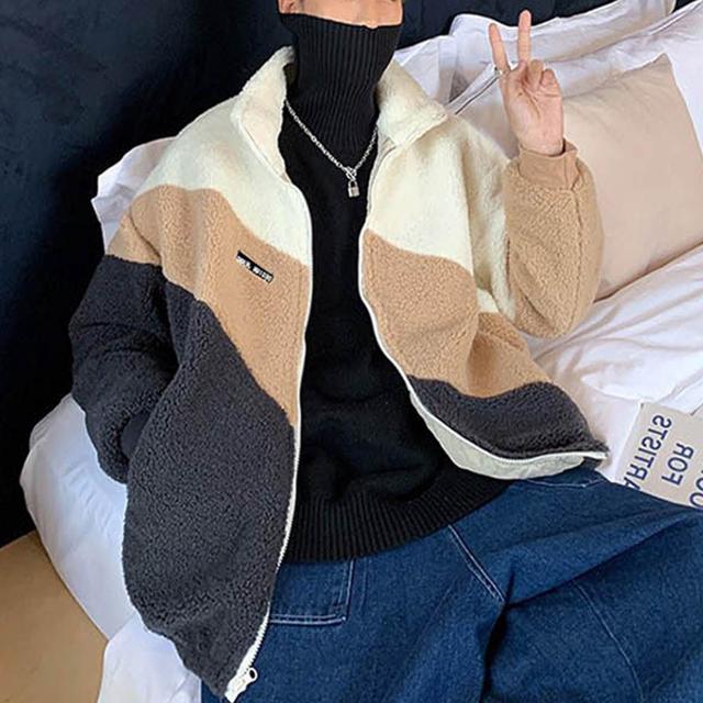 뽀그리 집업 남성 양털 점퍼 목까지 따듯한 아우터