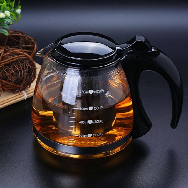 TBZ 750ml 안전손잡이 거름망 유리 티포트 유리포트 차망