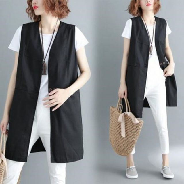 마조끼 세련된 롱조끼 Vest 노카라 베스트 F70430