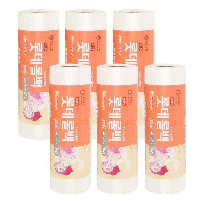 혜명몰 롯데롤백 특특대형 40cm x 50cm 3kg 대용량 6개입 식재료소분봉투 마트비닐봉투 일회용비닐팩 음식