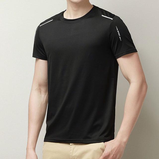남자 여름 냉감 티셔츠 메쉬 어깨 프린팅 라운드넥