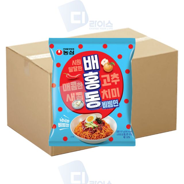 농심 배홍동비빔면 137g 32봉 봉지면 동치미 비빔라면