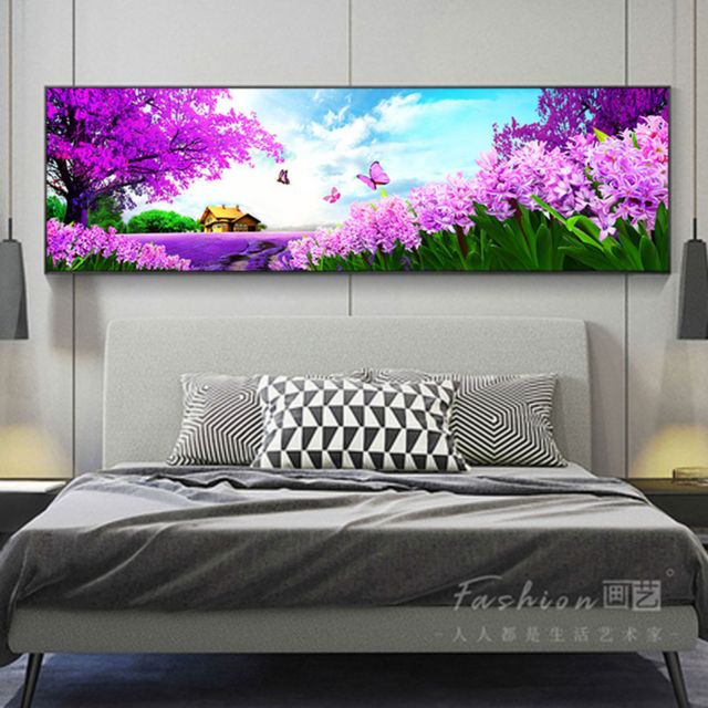 라벤더 풍경 보석십자수 100x40