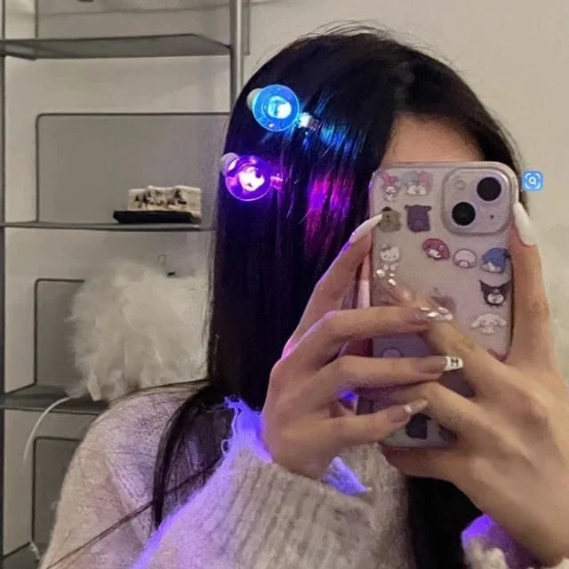 전구머리핀 램프 헤어핀 조명 헤어클립 액세서리