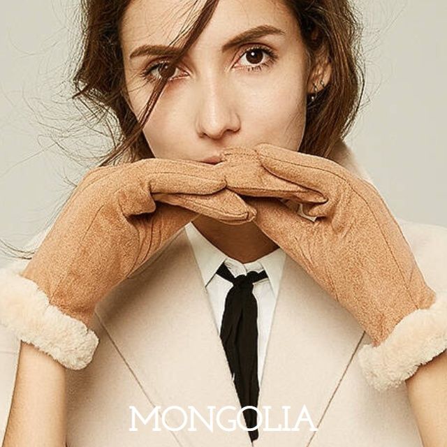 여성 고급 양털 장갑 사슴 가죽 겨울 방한 장갑