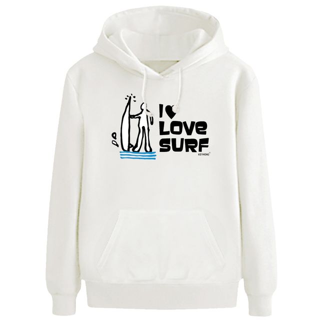 키밍 I Love Surf 후드티 남녀공용 서핑 긴팔 맨투맨