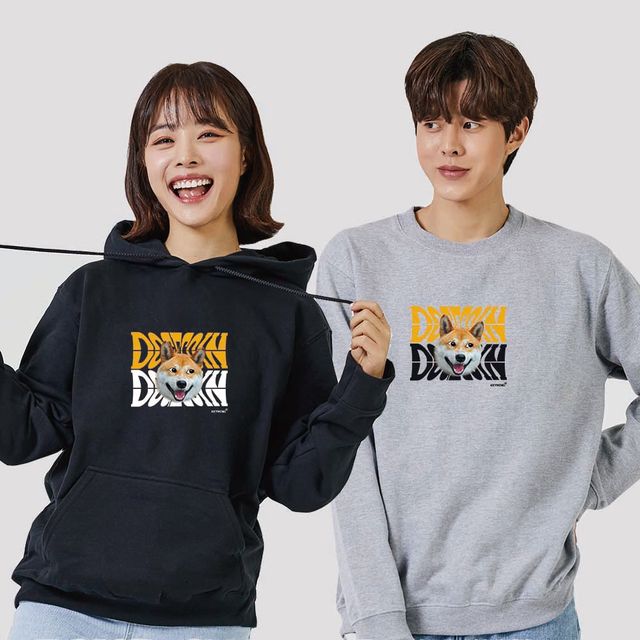 키밍 도지코인 시바견 강아지1 맨투맨 후드티
