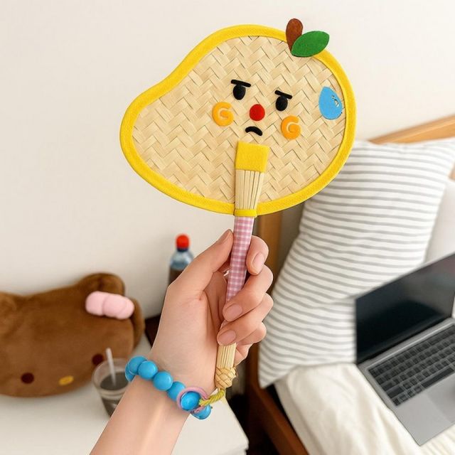 휴대용 부채 손 부채 야생화 핸드메이드