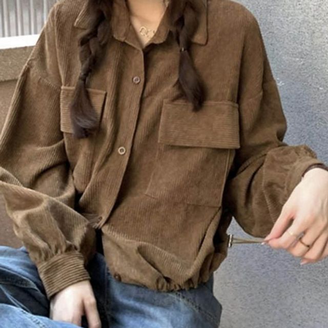 루즈핏 여성 골덴 재킷 데일리 여성 카라 재킷 오버핏 가을