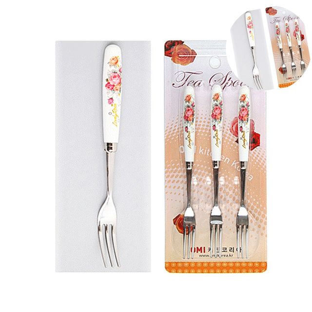 커트러리세트 디저트포크 티포크 3P 황실장미