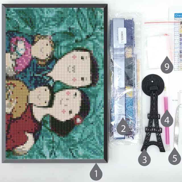보석십자수 알머슨가족 자수액자 십자수도안 비즈십자수 자수도안 십자수패키지