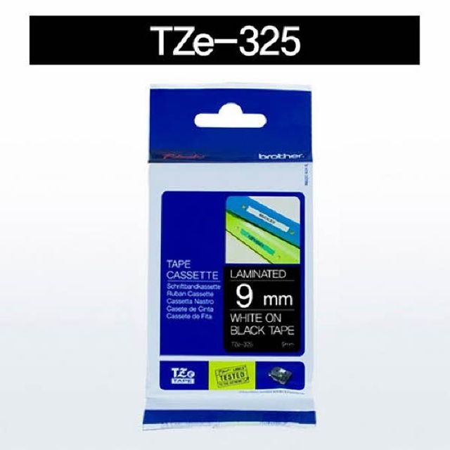 브라더 테이프카트리지(TZe-325 9mm 흑색 흰색문자)