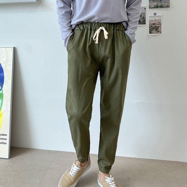 허리 밴딩 남성 조거 스타일 편안한 데일리 팬츠
