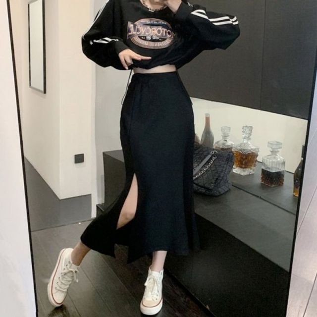 롱원피스 데일리룩 하객룩 세트 크롭탑 프린팅 디자인