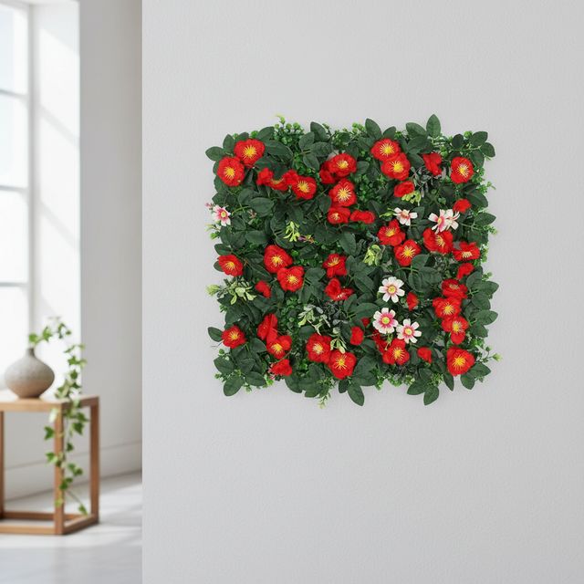 플랜테리어 인조잔디 벽면녹화 60x40cm 실내 정원 장식매트 레드 로즈