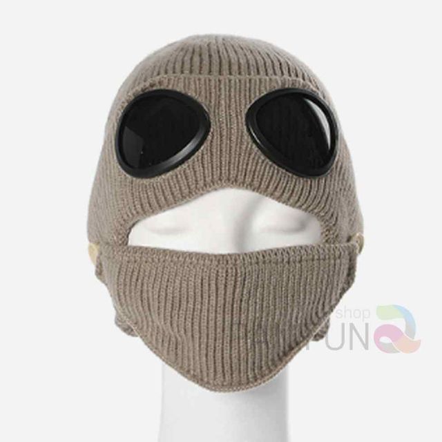 마스크 고글비니 베이지 방한니트모자 일체형니트모자 방한모 니트마스크모자 캐주얼비니모자