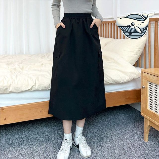 여자 편안한 캐주얼 스타일 사이드 포켓 롱