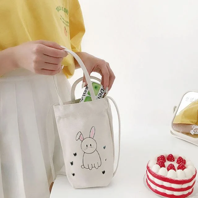 LW 캔버스 에코 드링크백 텀블러 음료 휴대용 데일리