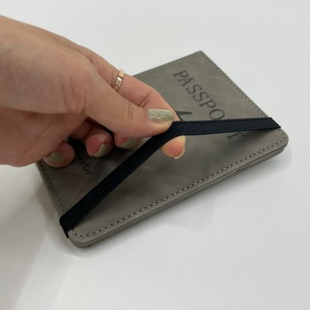 RFID 차단 여권 밴드형 지갑 케이스 그레이 여권 커버 신형 여권 파우치 지갑