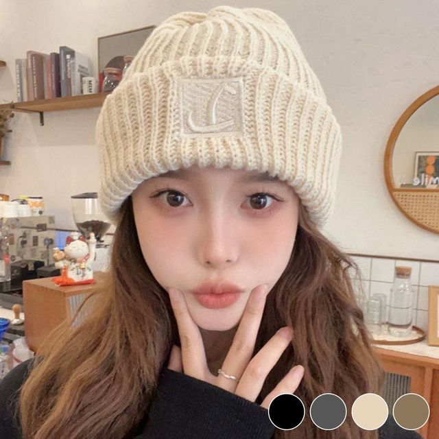 여름비니모자 L자수 라벨 도톰 공용 비니