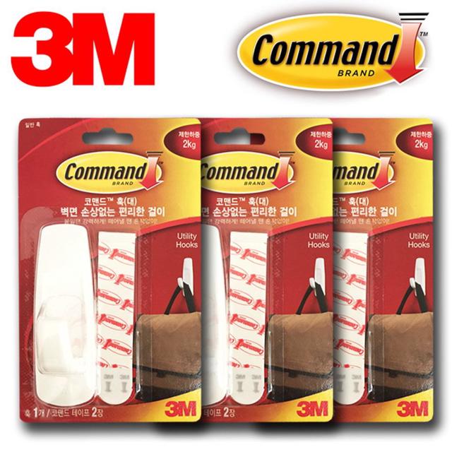 3M 벽걸이 옷걸이 후크행거 대형 3P 옷걸이