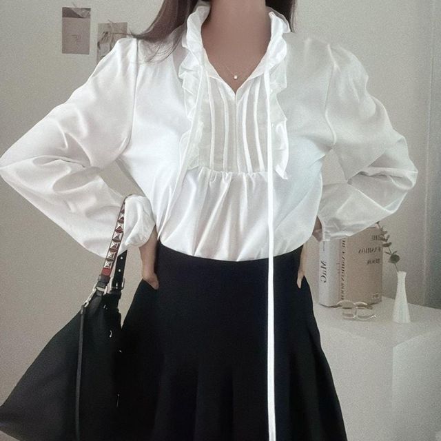 프릴리본 블라우스 오피스 하객룩 여친룩 여성셔츠
