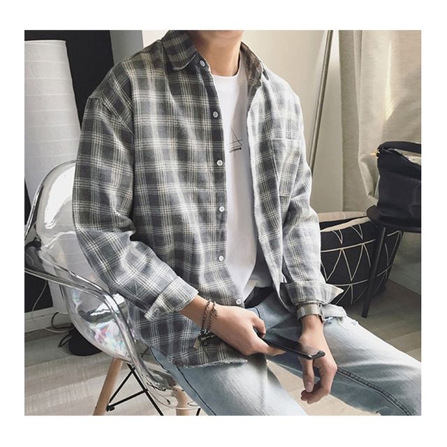 남자체크셔츠 1P 엔디 긴팔 봄가을 롤업 남방 3컬러