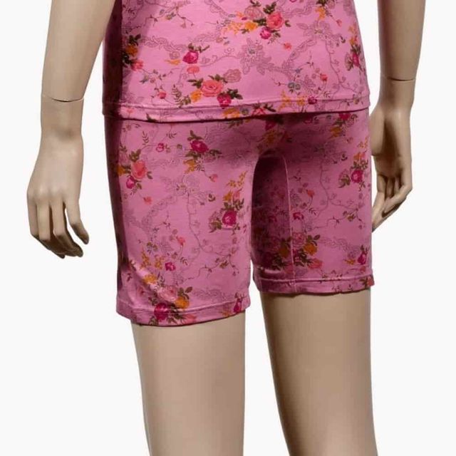 플라워 5부 하의 꽃무늬내복 여성내복 여성겨울내복 겨울실내복