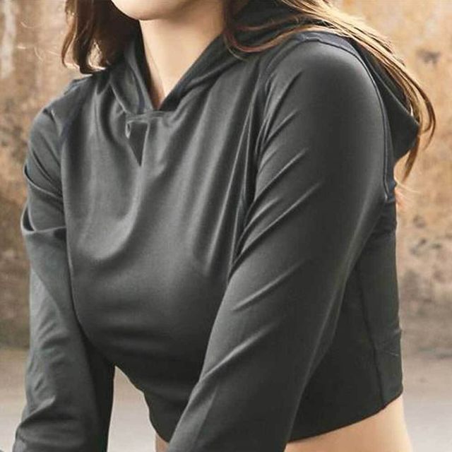 크롭 필라테스 상의 후드 요가 운동 헬스 실내운동