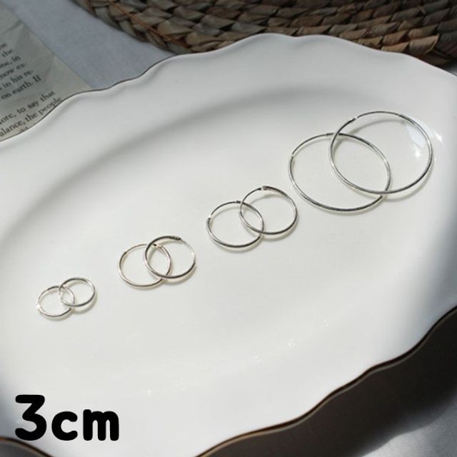 GGD 올실버 silver92.5 파이프링 귀걸이 1쌍 3cm