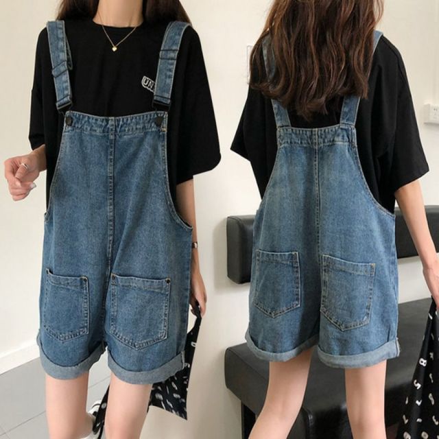 데님 멜빵바지 여성 청 오버롤 반바지 숏팬츠 데일리 서스펜더 팬츠