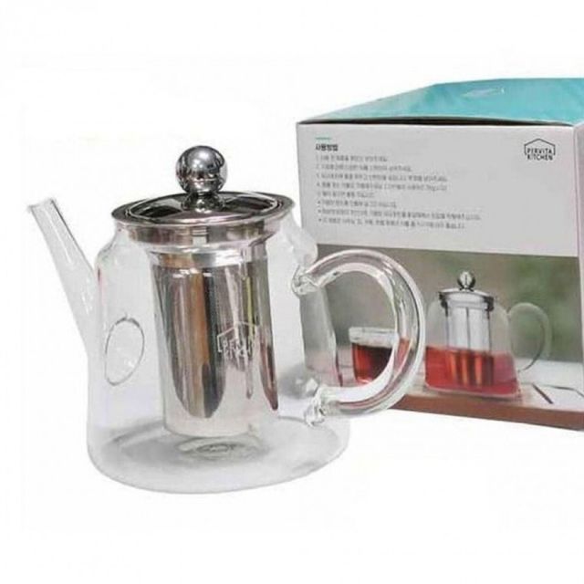 티팟 800ml 유리 차포트 보리차 녹차 주전자