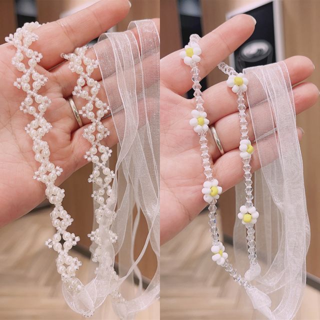 발레코어 리본 헤어핀, 계란꽃 머리핀 헤어밴드