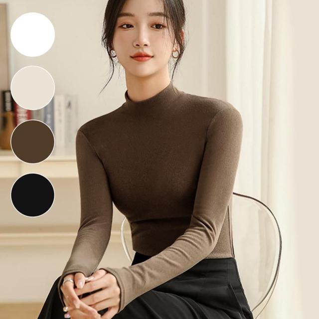 기모 목티 여자 이너 레이어드 스판 폴라티 티셔츠